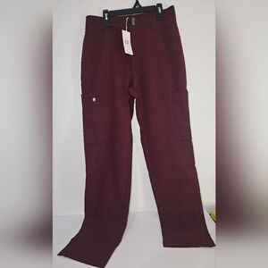 FIGS Axim 2.0 Cargo Scrub Pants Mens Small burgundy T2001 Stretch NEW